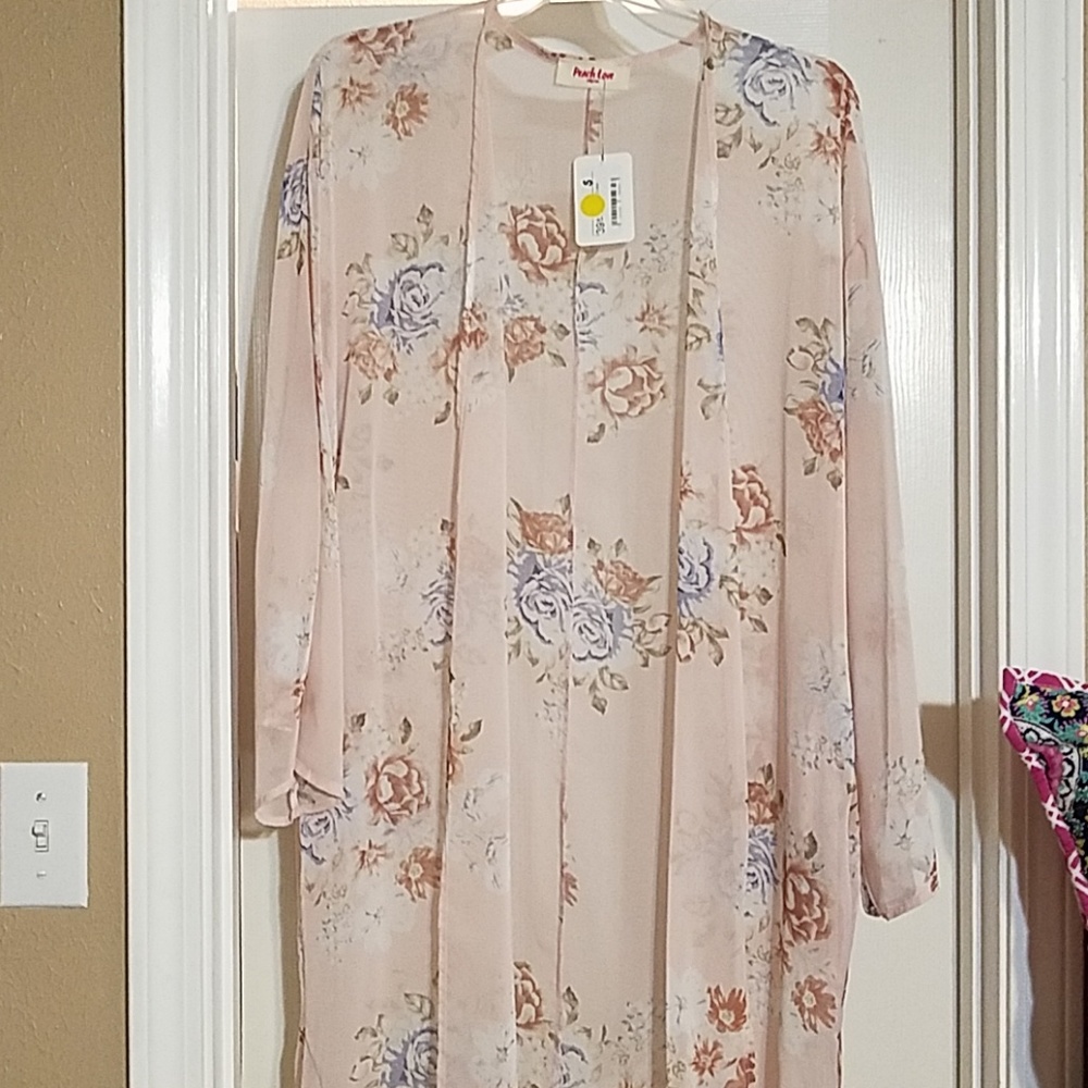 Light pink floral duster